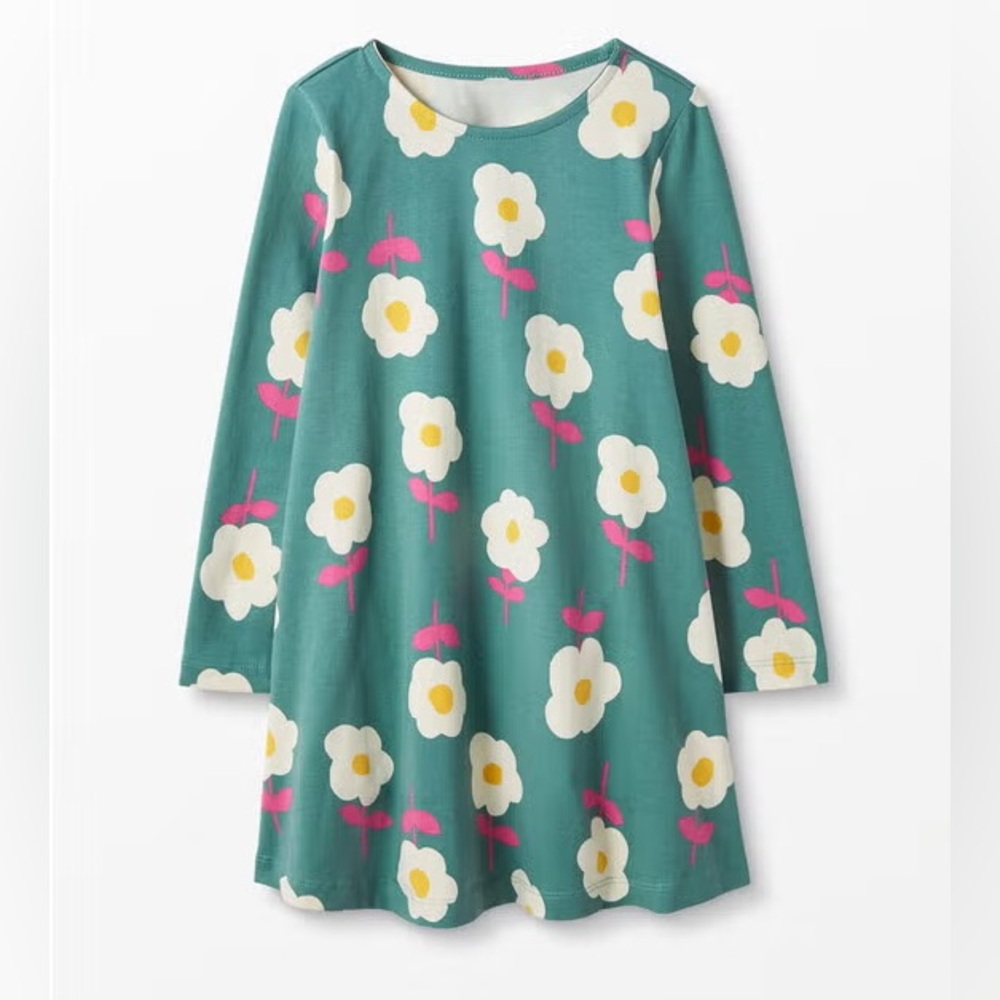 Hanna Andersson Floral Swing Pocket Dress Size 8